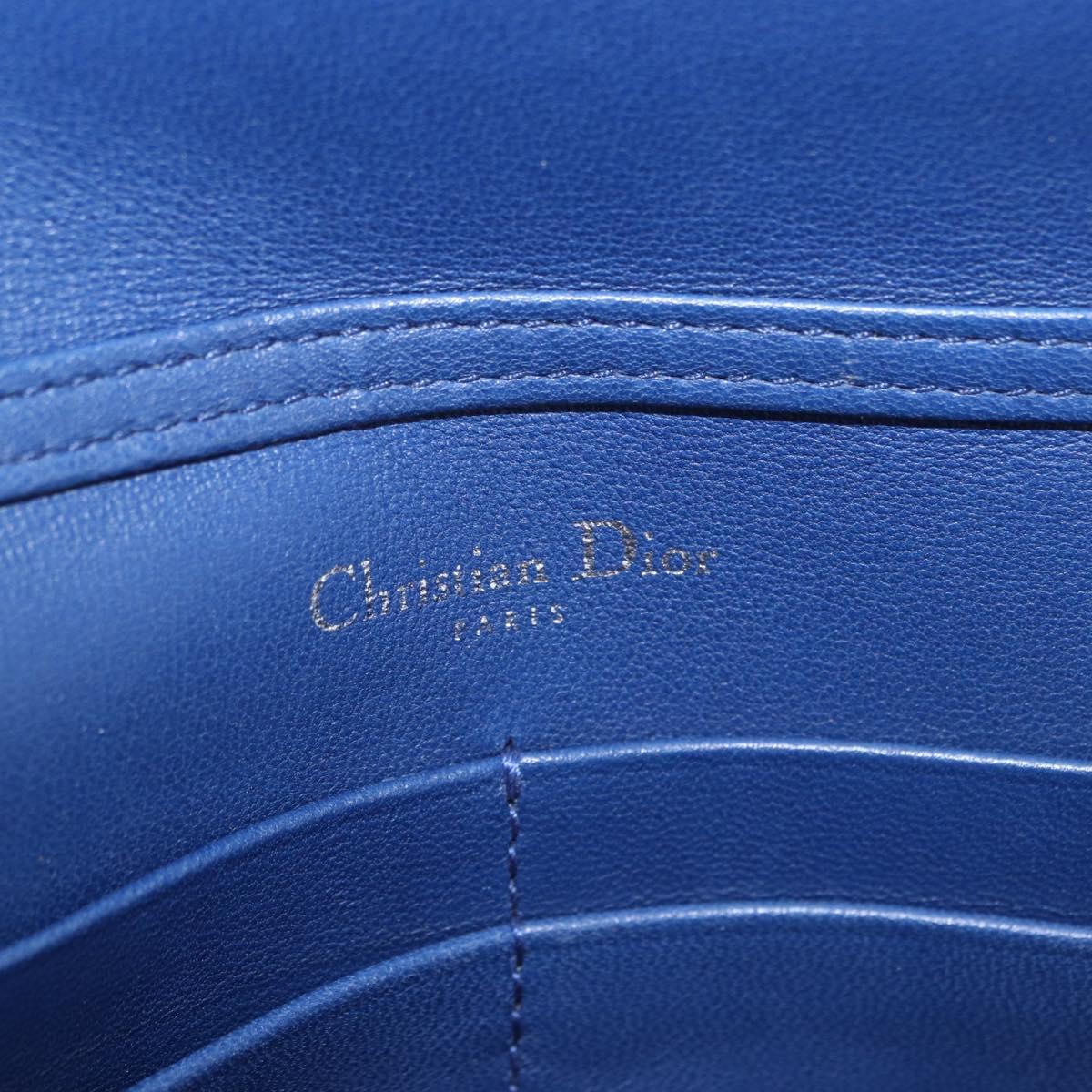 Christian Dior Diorama Chain Shoulder Bag Leather Blue Silver Auth 204772V