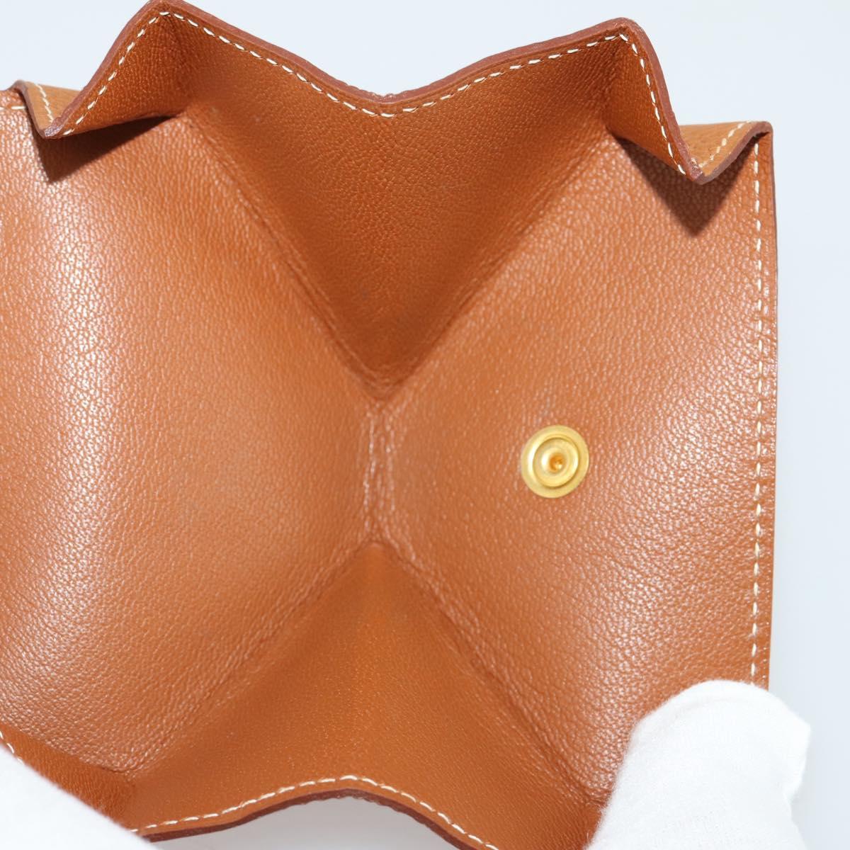 HERMES Revan Cattle Coin Purse Leather Brown Gold Auth 204773M