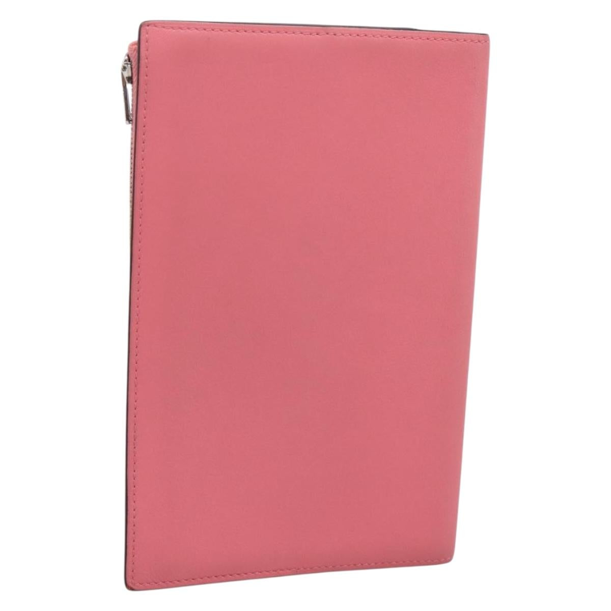 HERMES EAZIP Day Planner Cover Leather Pink Silver Auth 204774M
