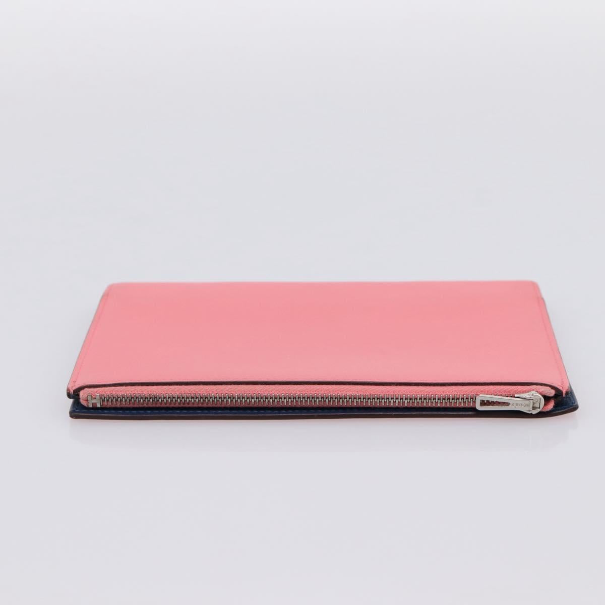 HERMES EAZIP Day Planner Cover Leather Pink Silver Auth 204774M