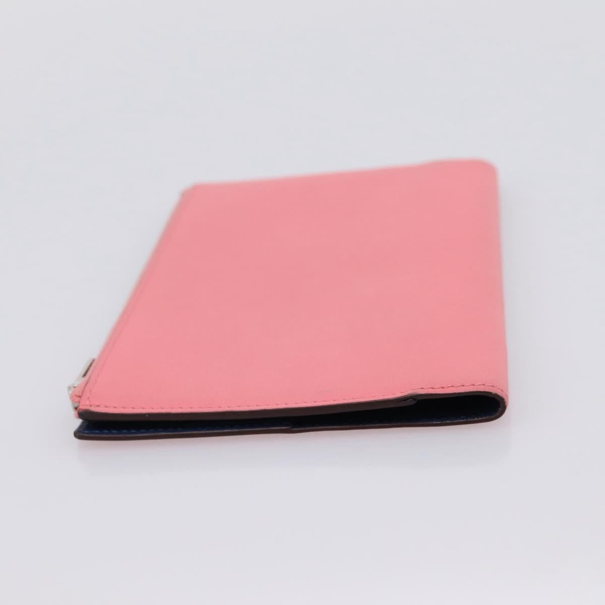 HERMES EAZIP Day Planner Cover Leather Pink Silver Auth 204774M
