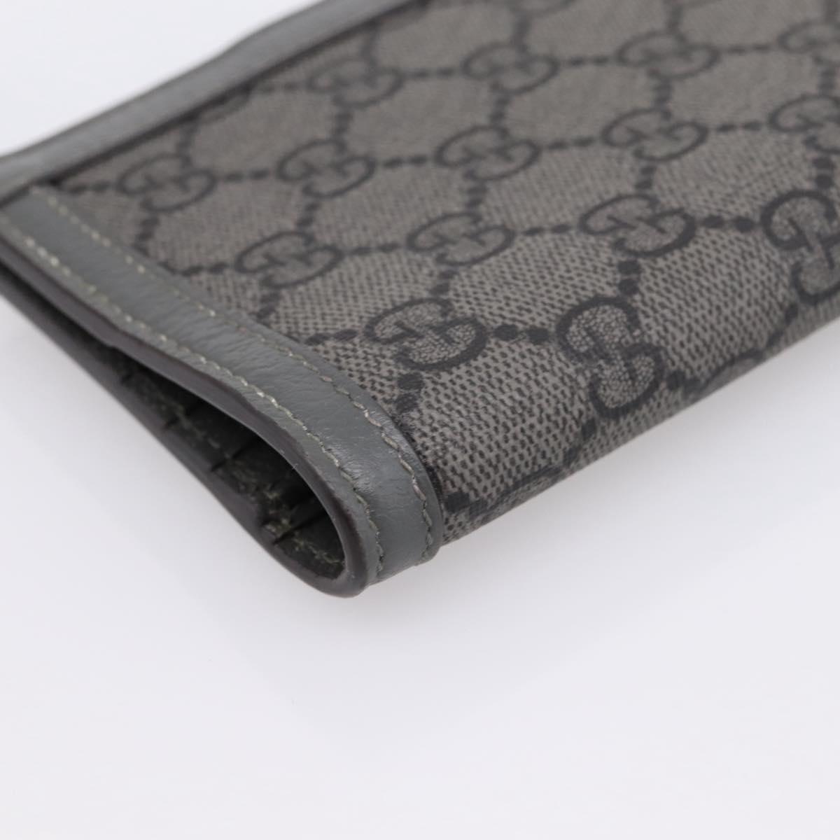 GUCCI GG Supreme Passport Case PVC Gray Silver 732755 Auth 204775M