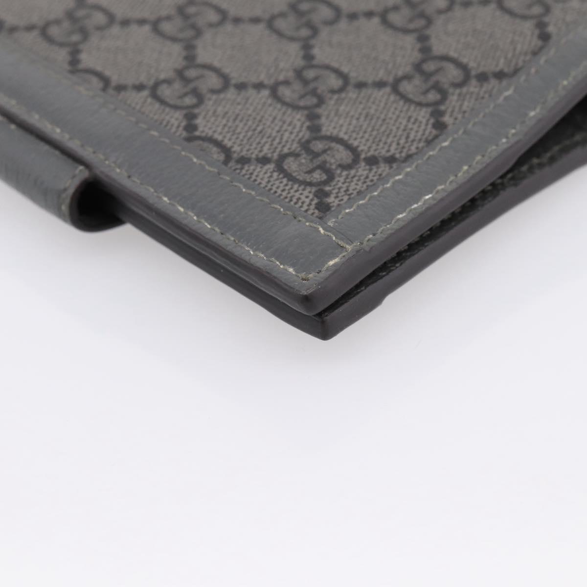 GUCCI GG Supreme Passport Case PVC Gray Silver 732755 Auth 204775M