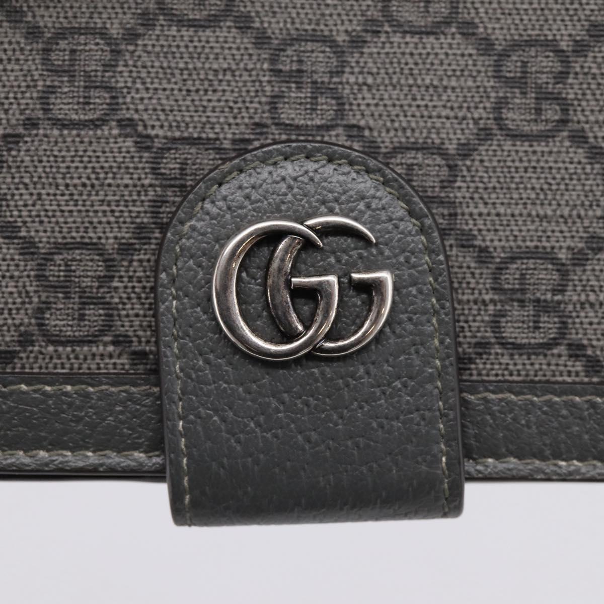 GUCCI GG Supreme Passport Case PVC Gray Silver 732755 Auth 204775M