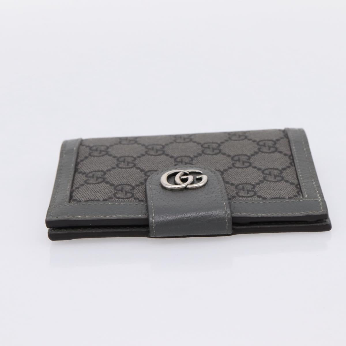 GUCCI GG Supreme Passport Case PVC Gray Silver 732755 Auth 204775M