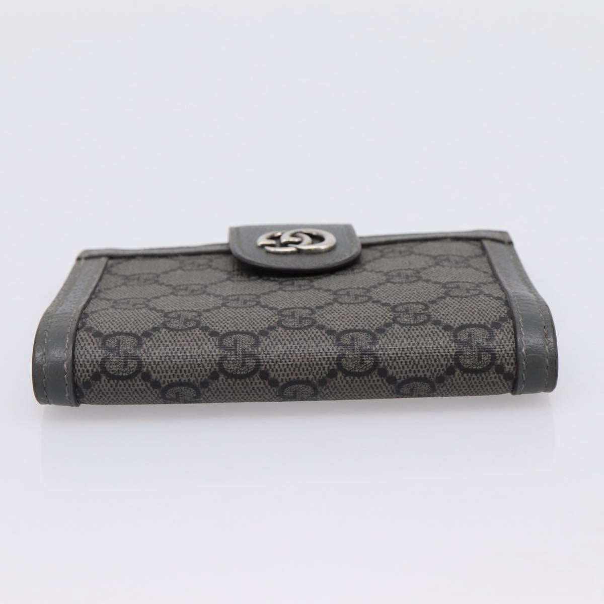 GUCCI GG Supreme Passport Case PVC Gray Silver 732755 Auth 204775M