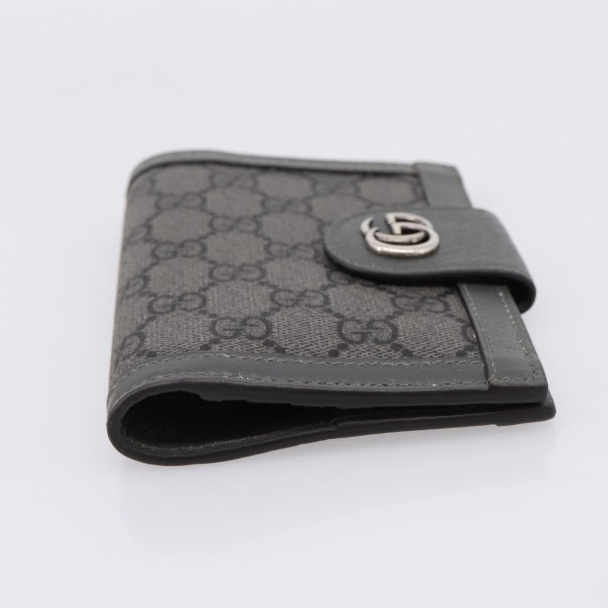 GUCCI GG Supreme Passport Case PVC Gray Silver 732755 Auth 204775M