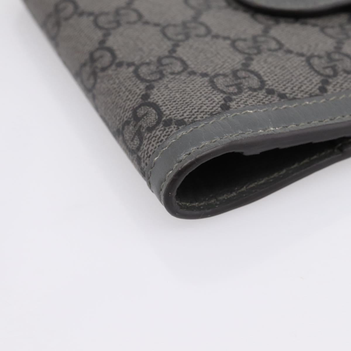 GUCCI GG Supreme Passport Case PVC Gray Silver 732755 Auth 204775M