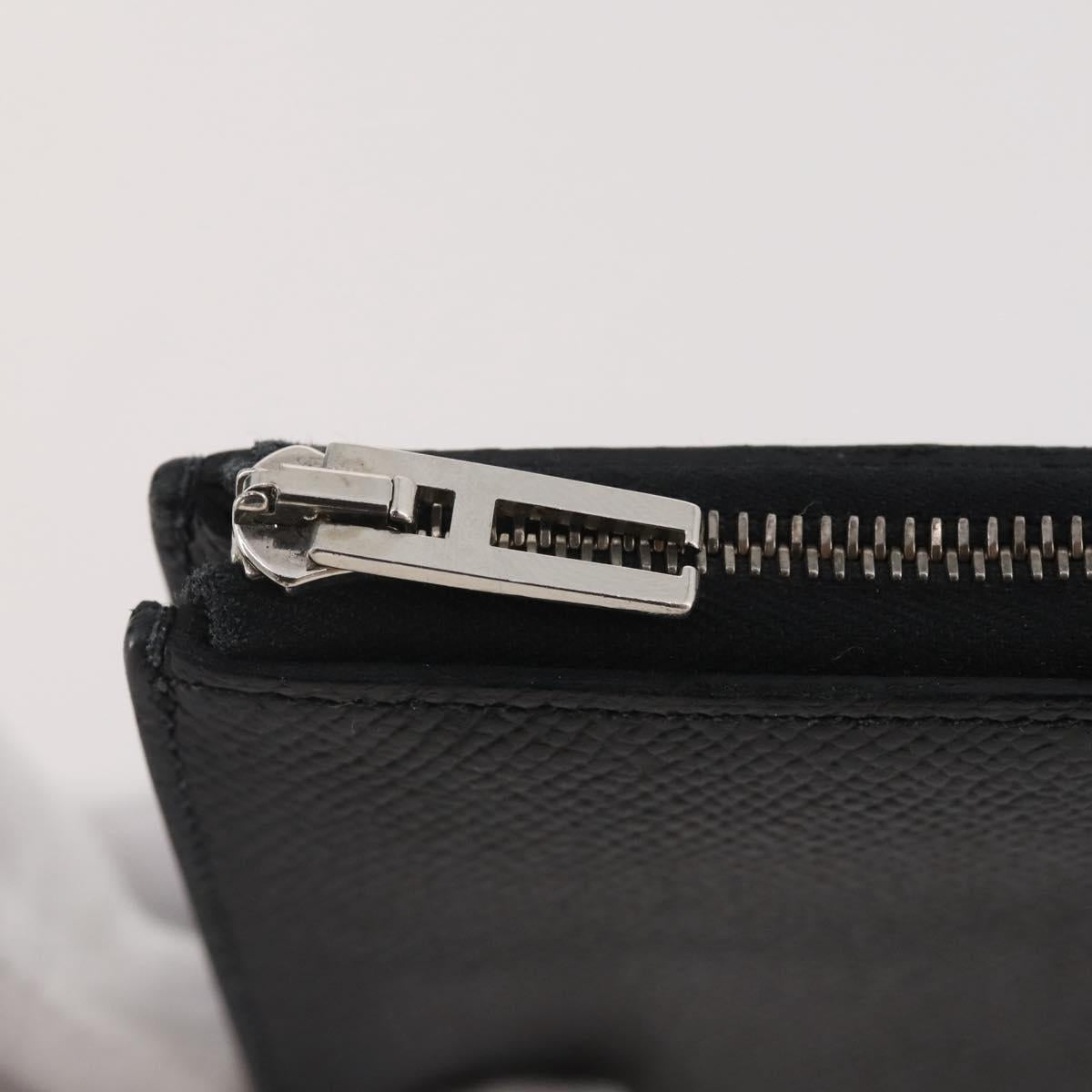 HERMES Combine Remix Duo Dogon Pouch Leather Black Silver Auth 204779M