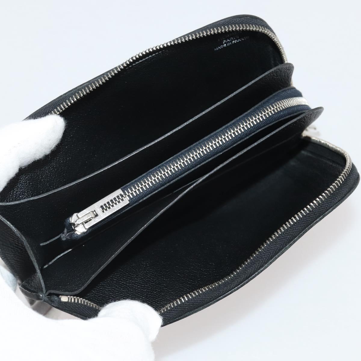 HERMES Combine Remix Duo Dogon Pouch Leather Black Silver Auth 204779M