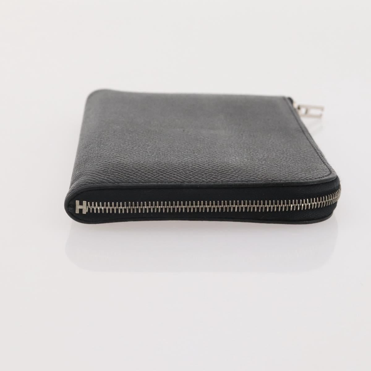 HERMES Combine Remix Duo Dogon Pouch Leather Black Silver Auth 204779M