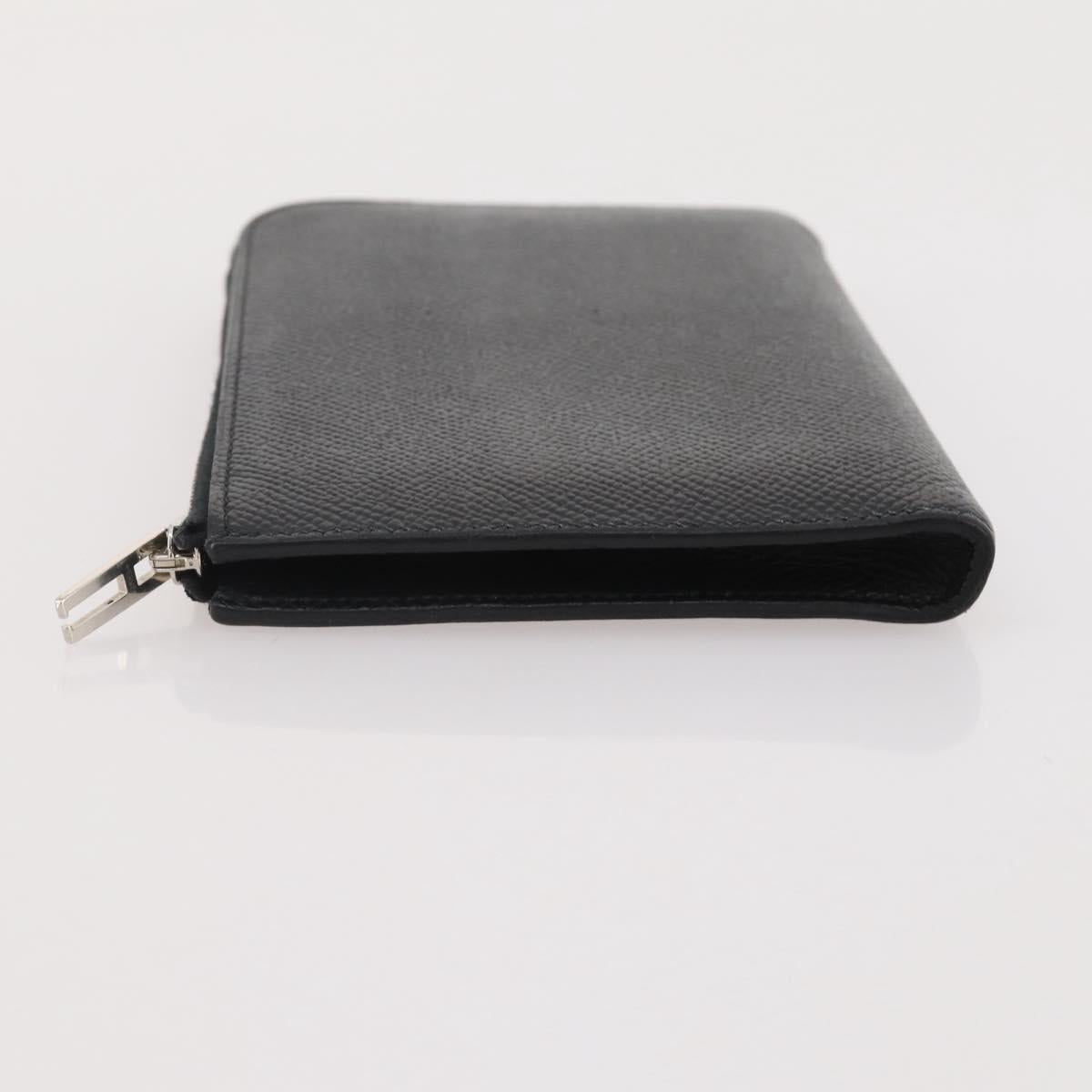 HERMES Combine Remix Duo Dogon Pouch Leather Black Silver Auth 204779M