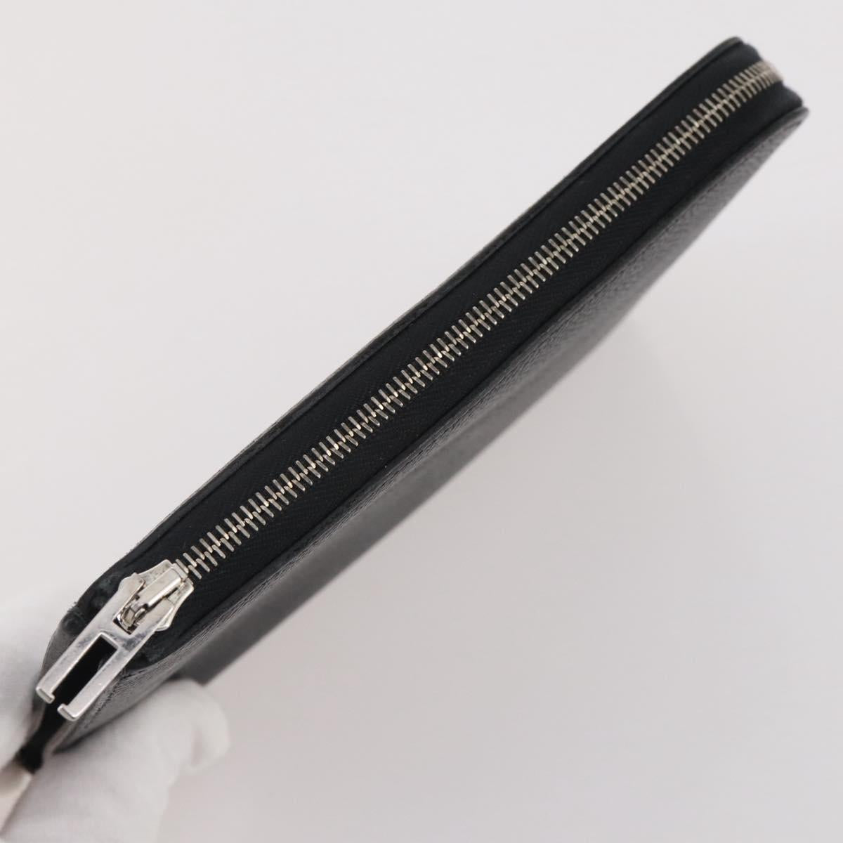 HERMES Combine Remix Duo Dogon Pouch Leather Black Silver Auth 204779M