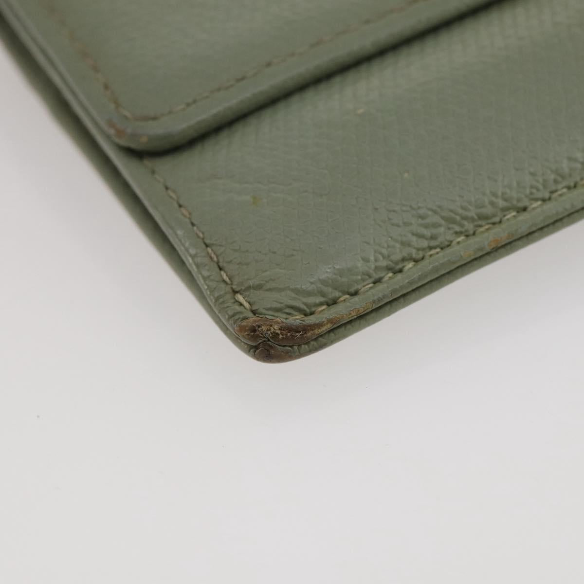 CHANEL Card Case Leather Green Gold CC Auth 204781
