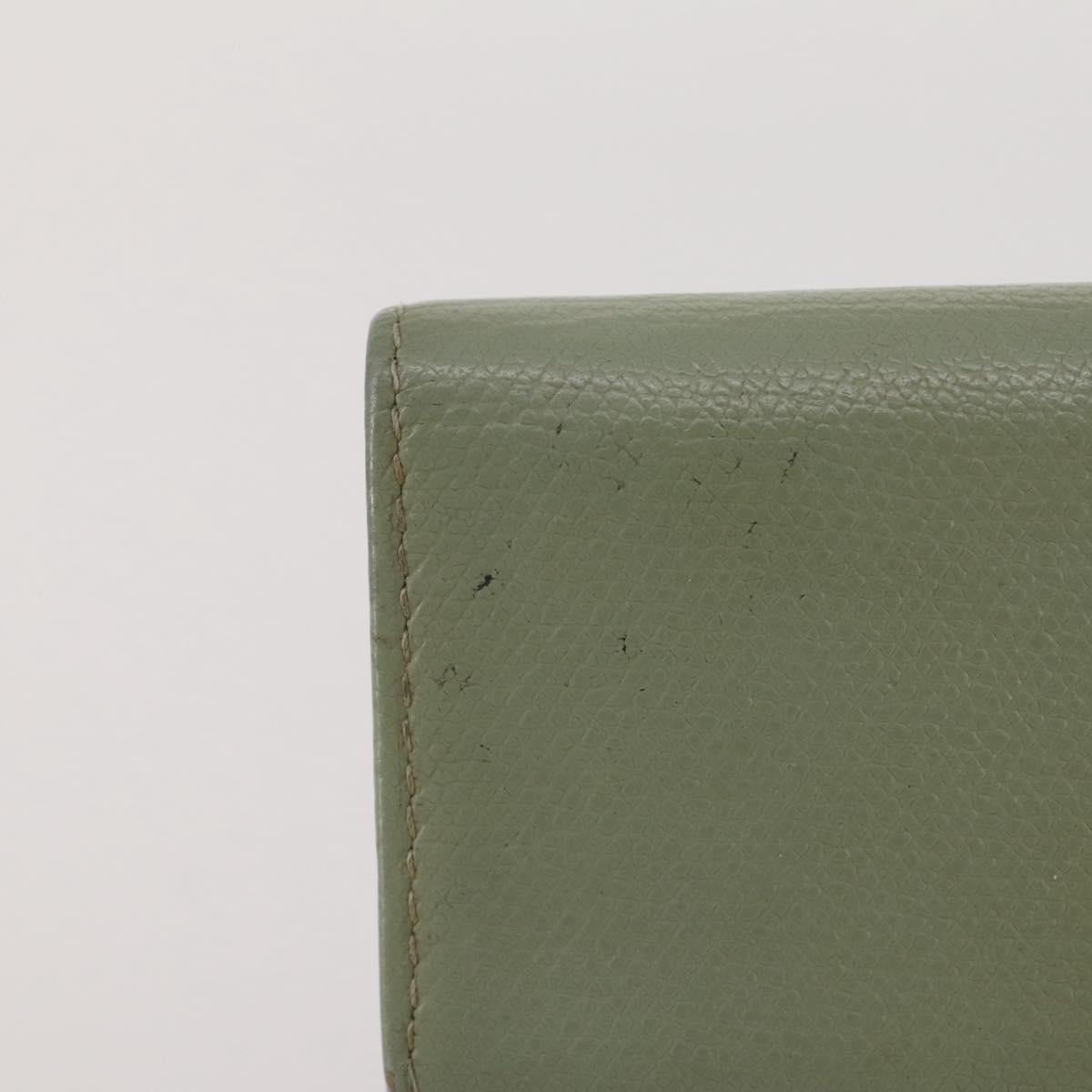 CHANEL Card Case Leather Green Gold CC Auth 204781