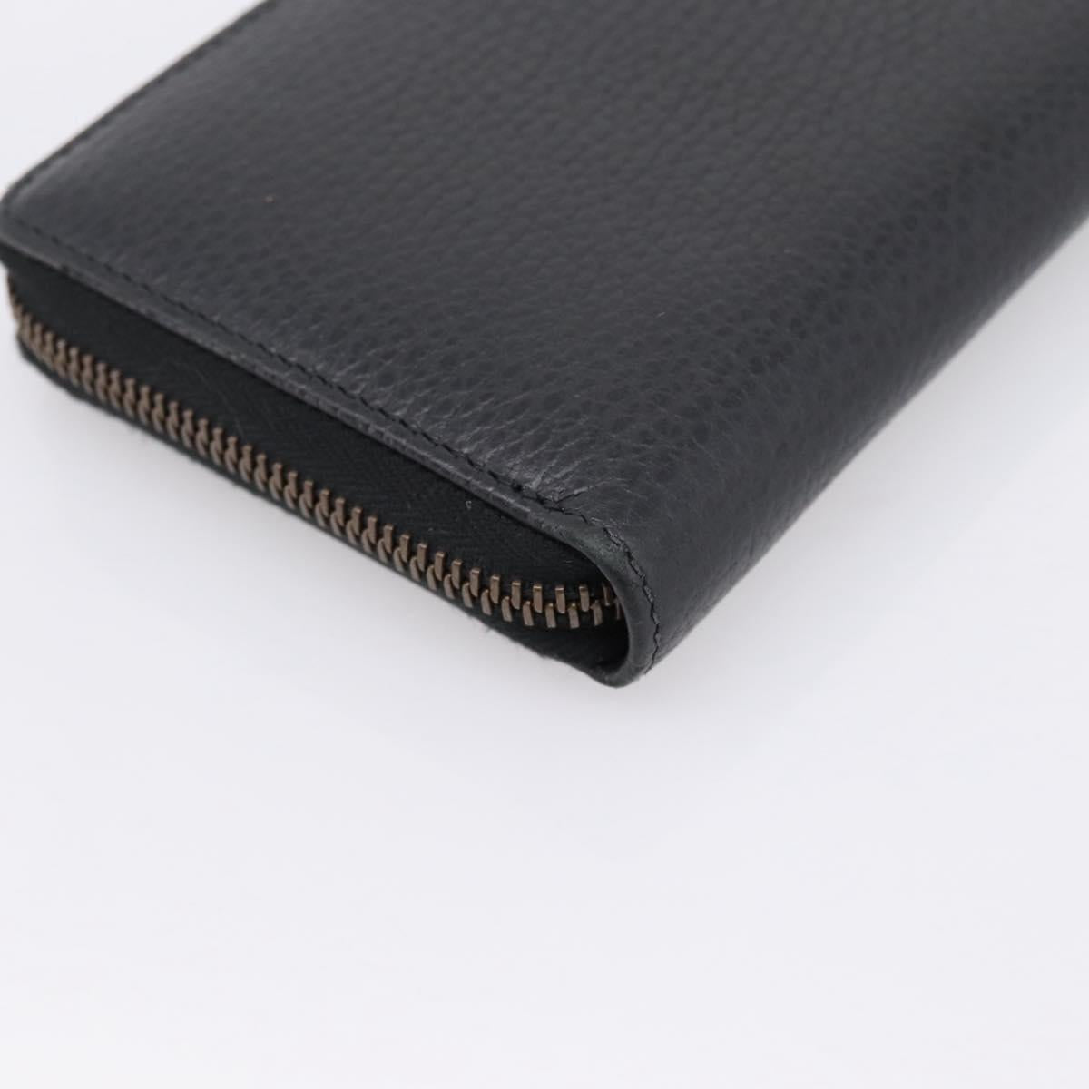 GUCCI Bow Long Wallet Leather Black Gold 524291 Auth 204782A