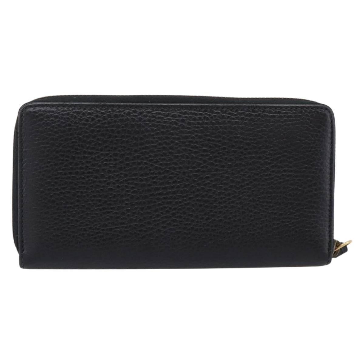 GUCCI Bow Long Wallet Leather Black Gold 524291 Auth 204782A