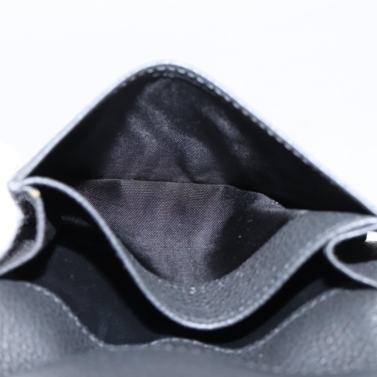 SAINT LAURENT Cassandra Card Case Leather Black Gold Auth 204792M