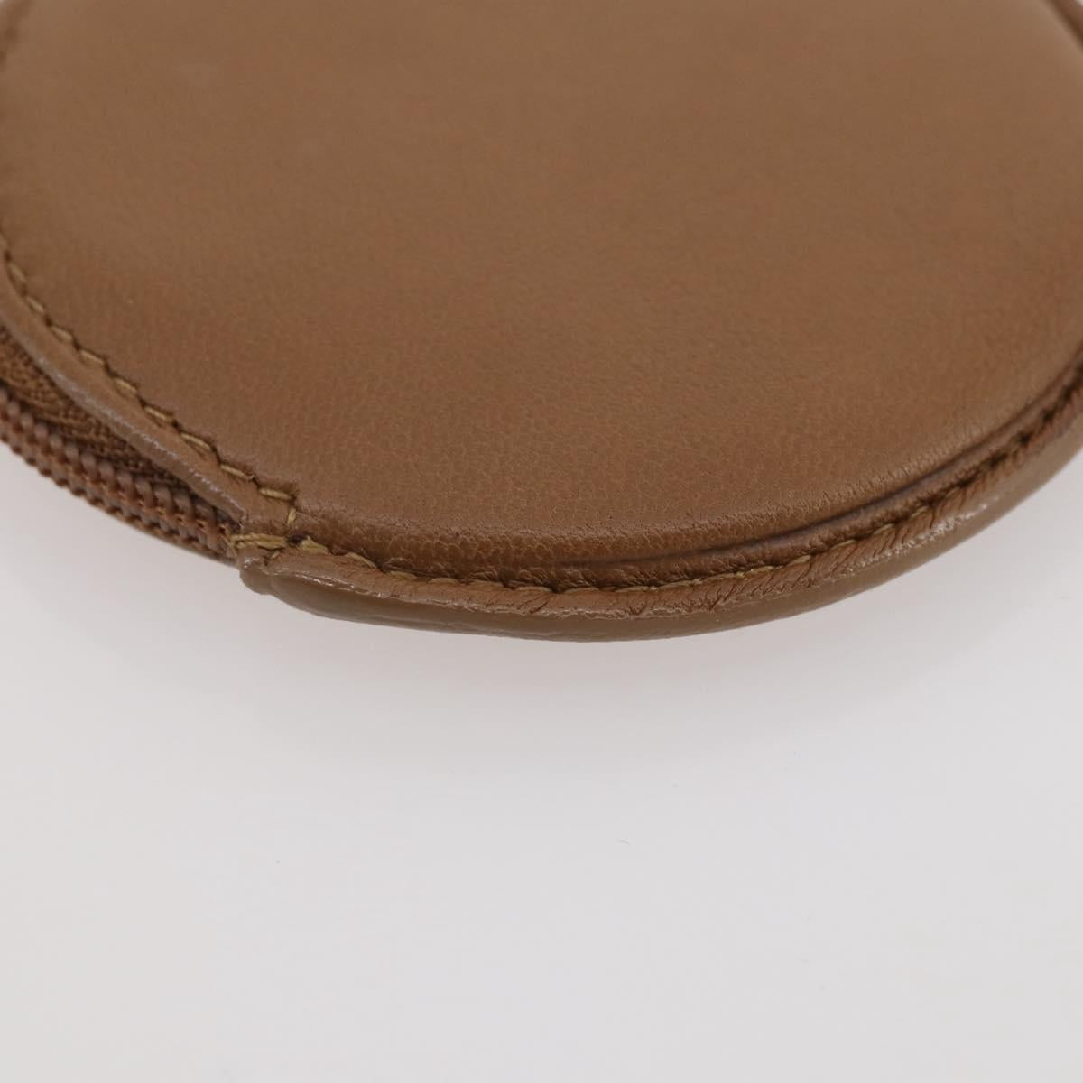 LOEWE Coin Purse Leather Beige Gold Auth 204794A