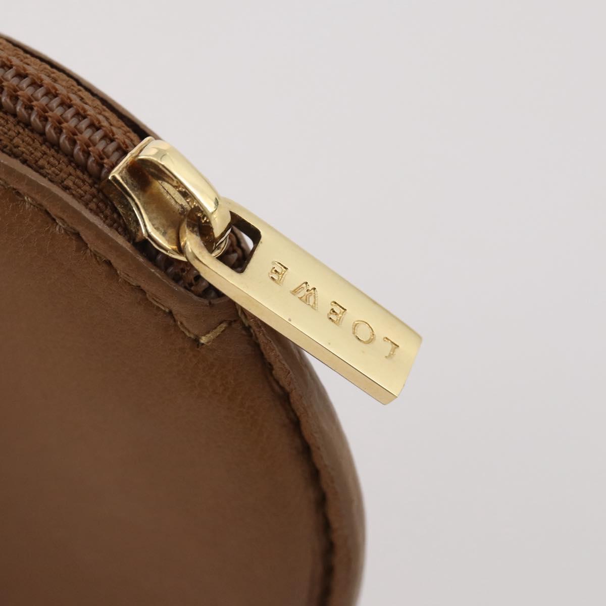 LOEWE Coin Purse Leather Beige Gold Auth 204794A