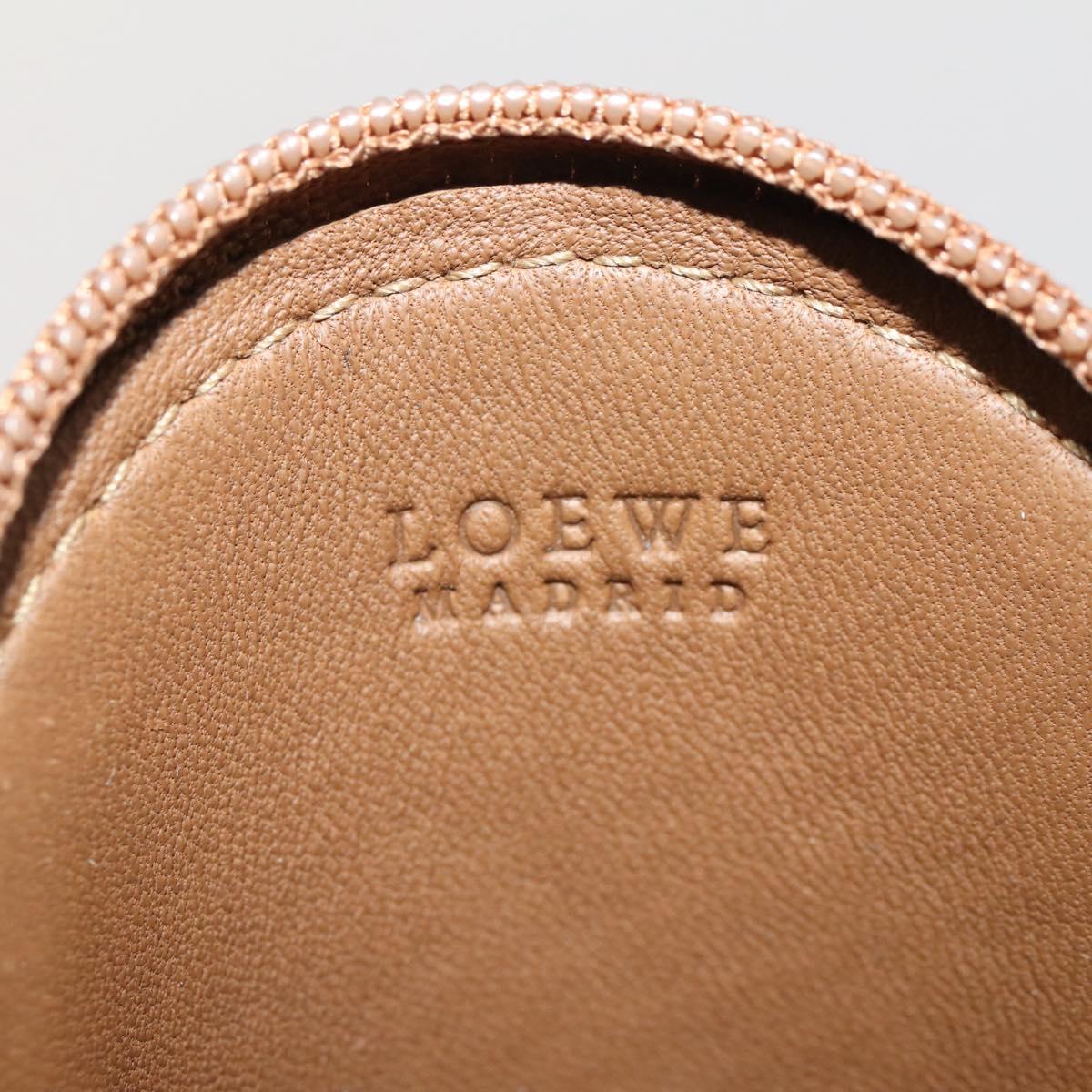 LOEWE Coin Purse Leather Beige Gold Auth 204794A