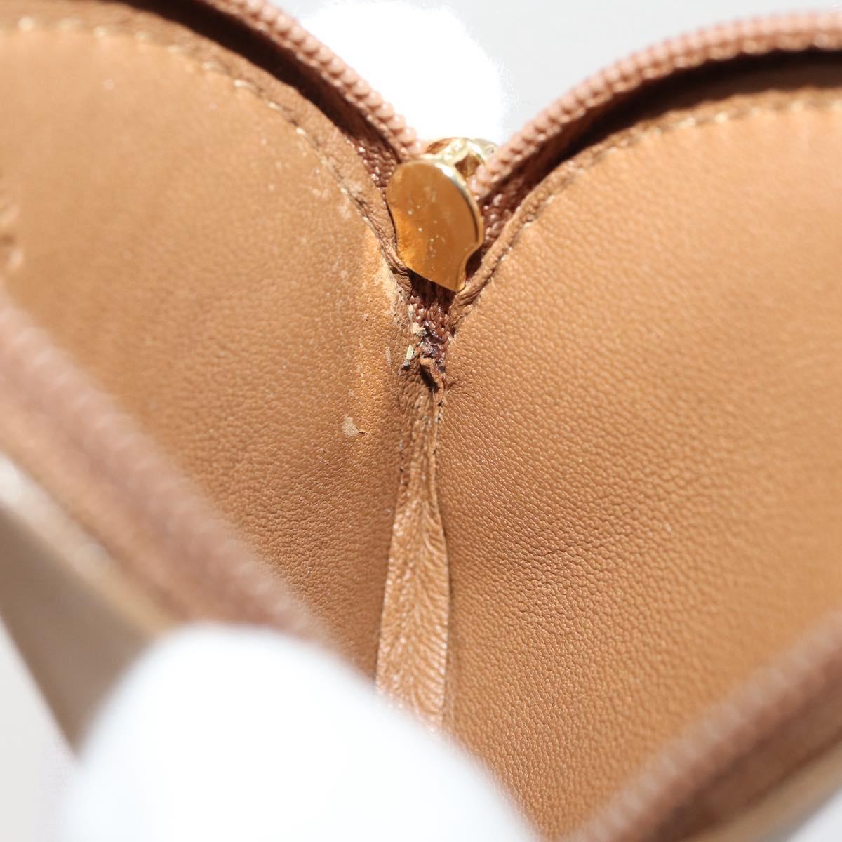 LOEWE Coin Purse Leather Beige Gold Auth 204794A