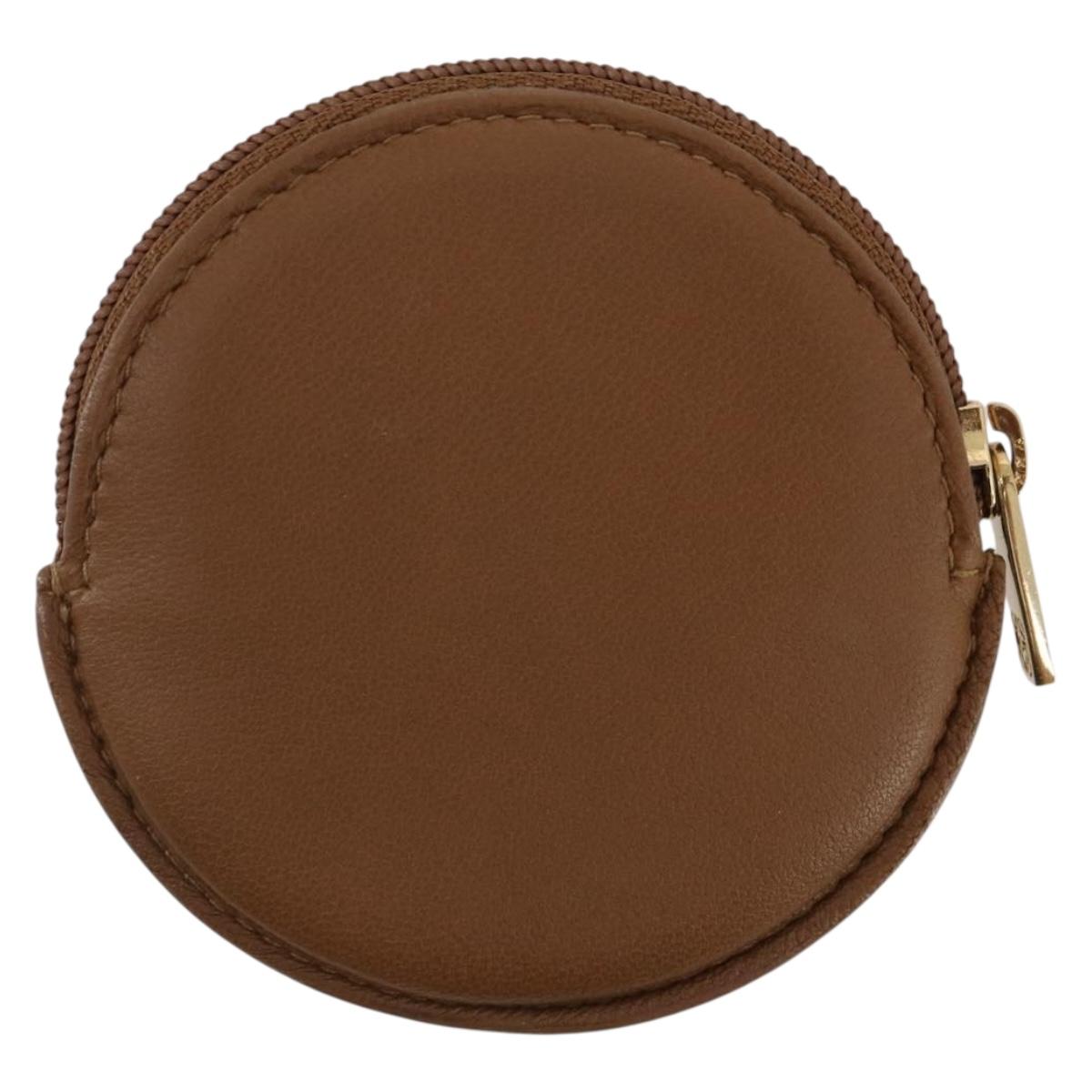 LOEWE Coin Purse Leather Beige Gold Auth 204794A