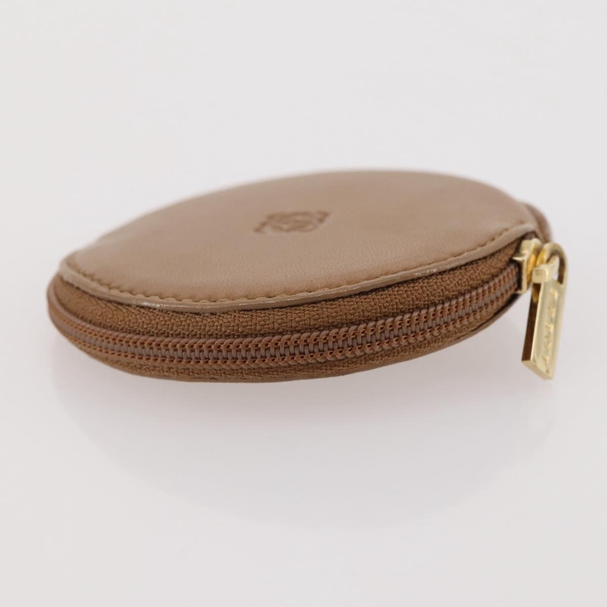 LOEWE Coin Purse Leather Beige Gold Auth 204794A