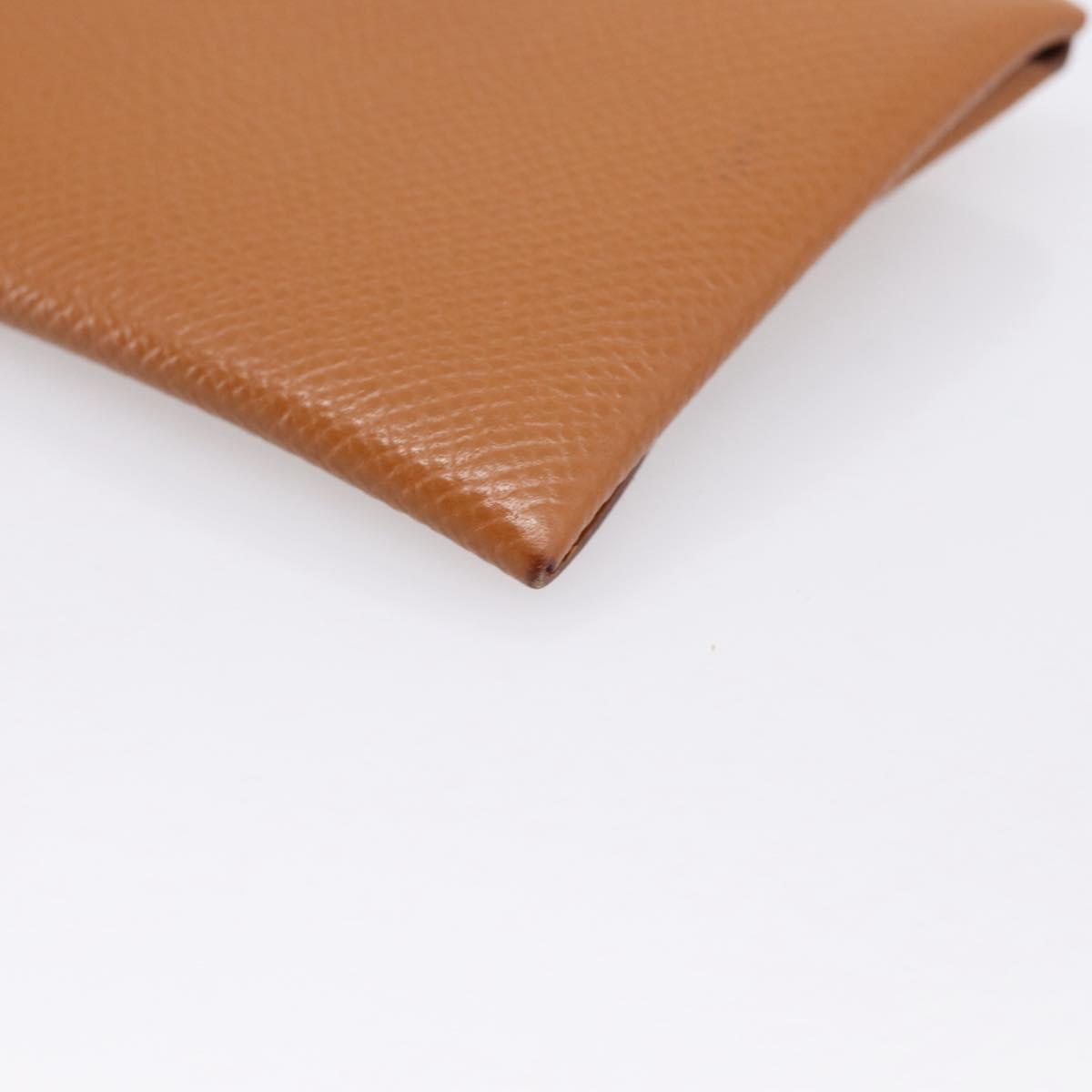 HERMES Bastia Coin Purse Leather Brown Auth 204796M