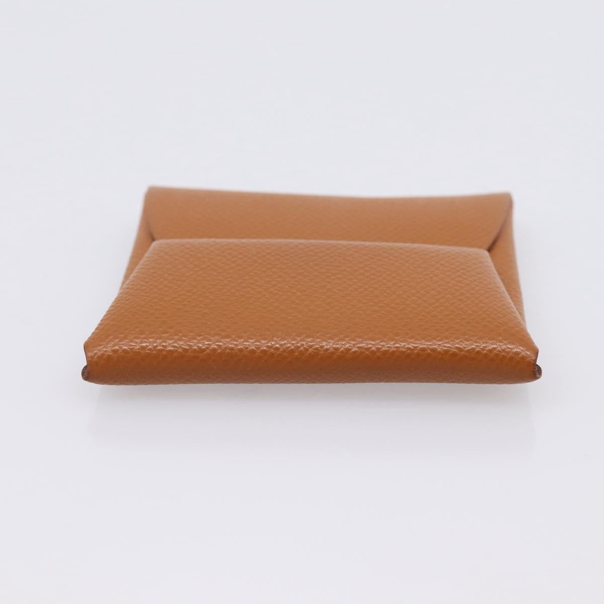 HERMES Bastia Coin Purse Leather Brown Auth 204796M