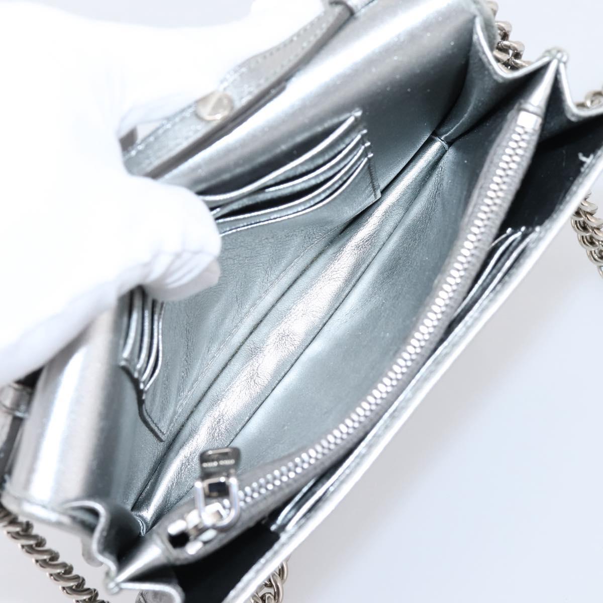 Miu Miu Matelasse Chain Shoulder Bag Leather Silver Auth 204797A