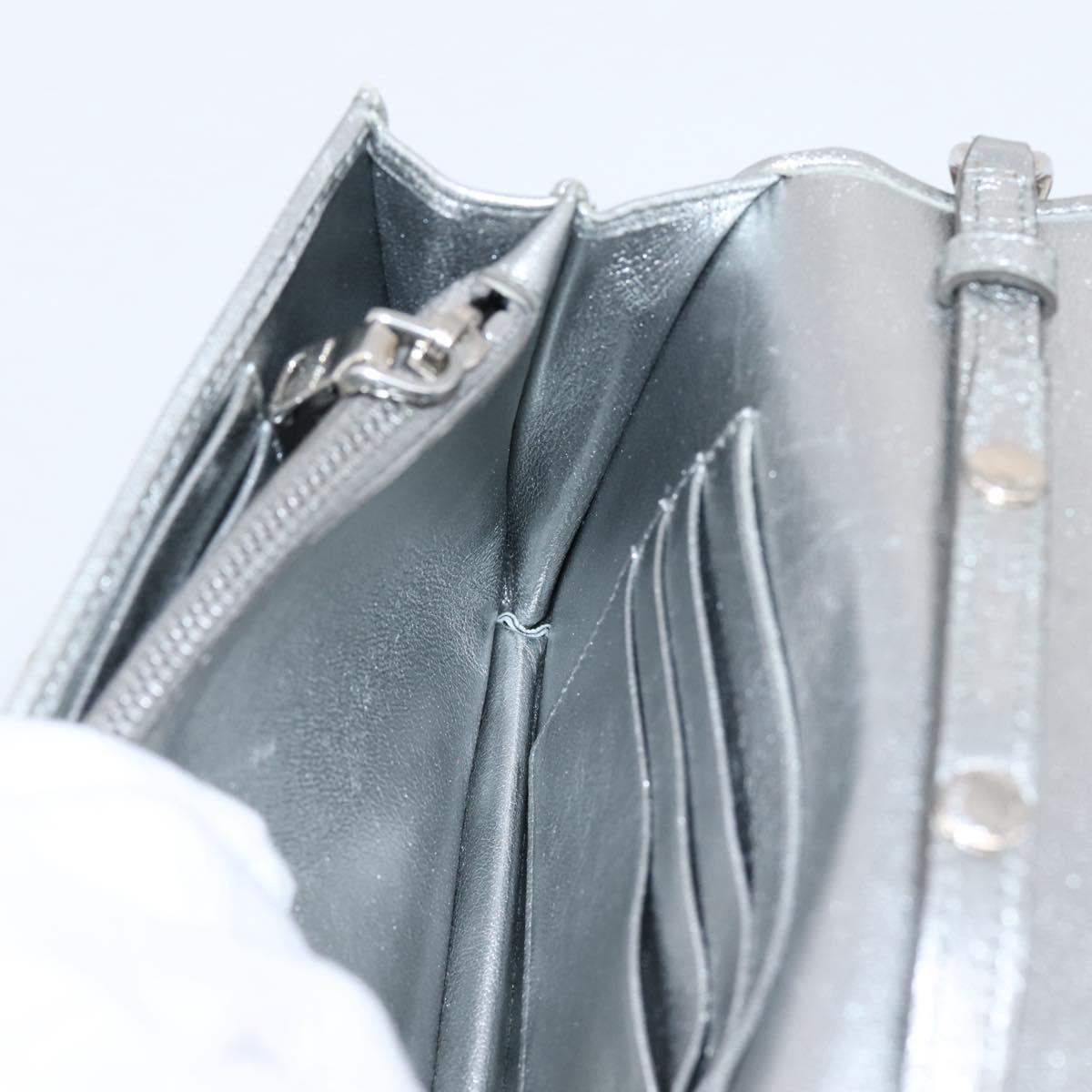 Miu Miu Matelasse Chain Shoulder Bag Leather Silver Auth 204797A
