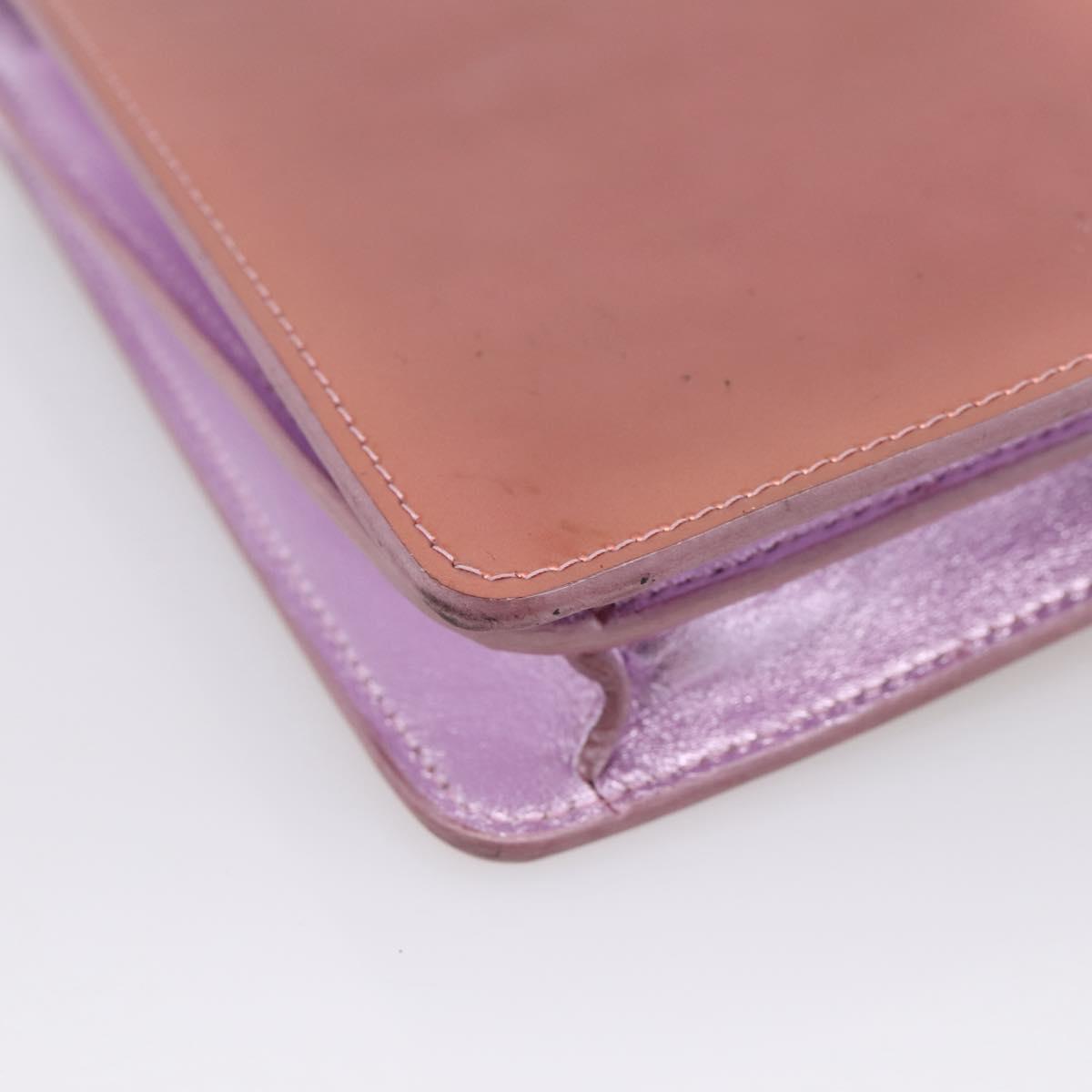 CHANEL Matelasse Chain Shoulder Pouch Patent leather Pink Silver CC Auth 204798M