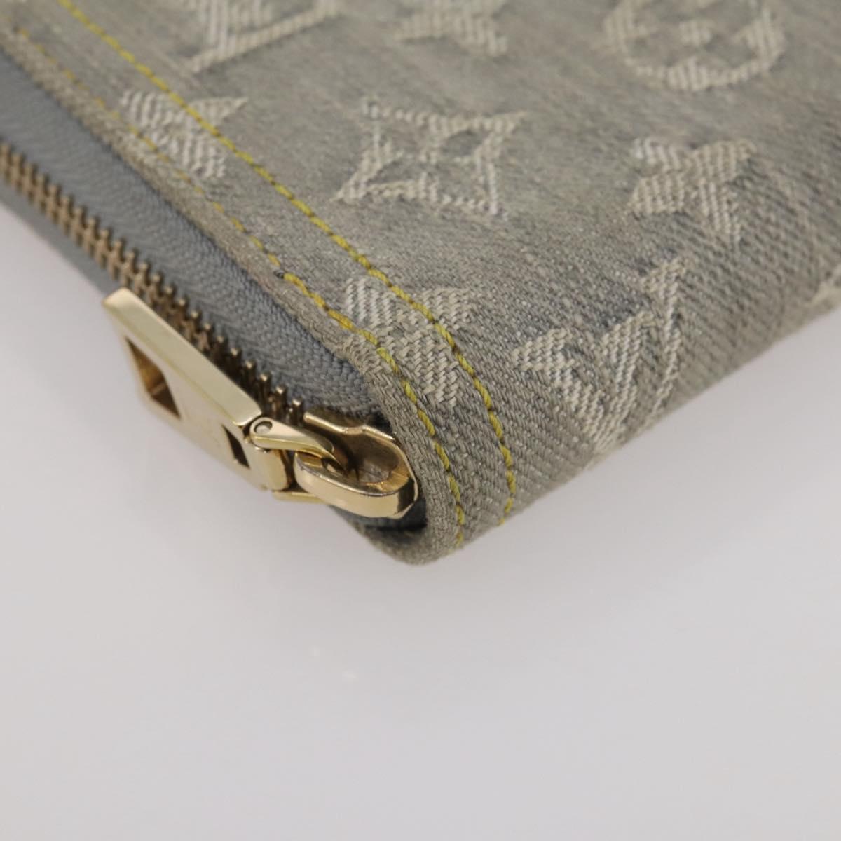 LOUIS VUITTON Monogram denim Zippy Wallet Wallet Gray M13214 LV Auth 204799M