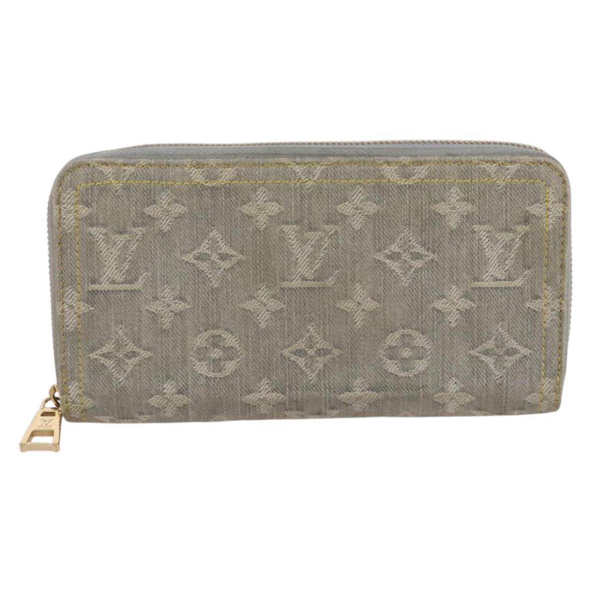 LOUIS VUITTON Monogram denim Zippy Wallet Wallet Gray M13214 LV Auth 204799M