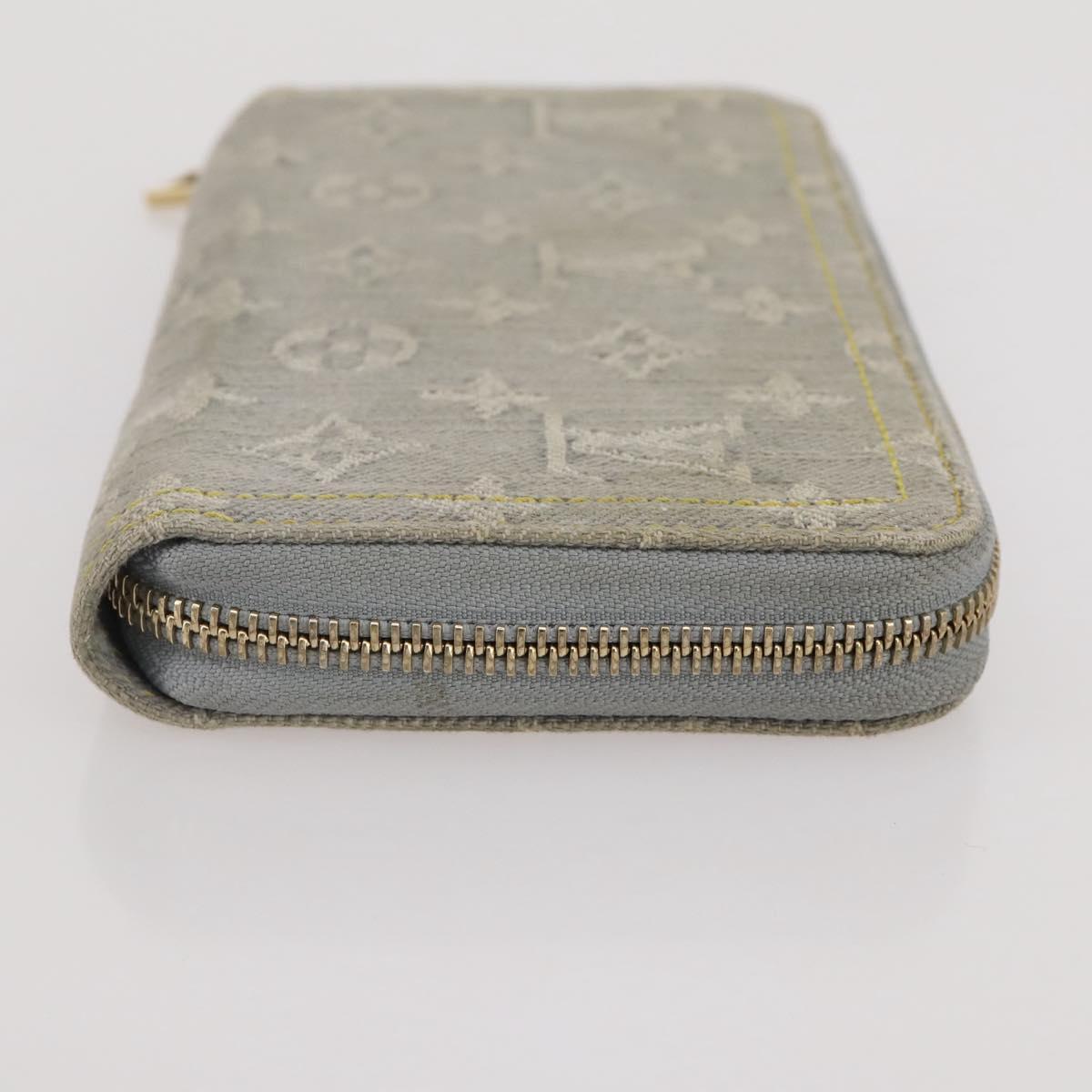 LOUIS VUITTON Monogram denim Zippy Wallet Wallet Gray M13214 LV Auth 204799M