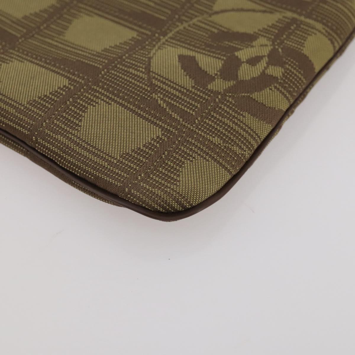 CHANEL New Travel Line Clutch Bag Canvas Brown CC Auth 204800A
