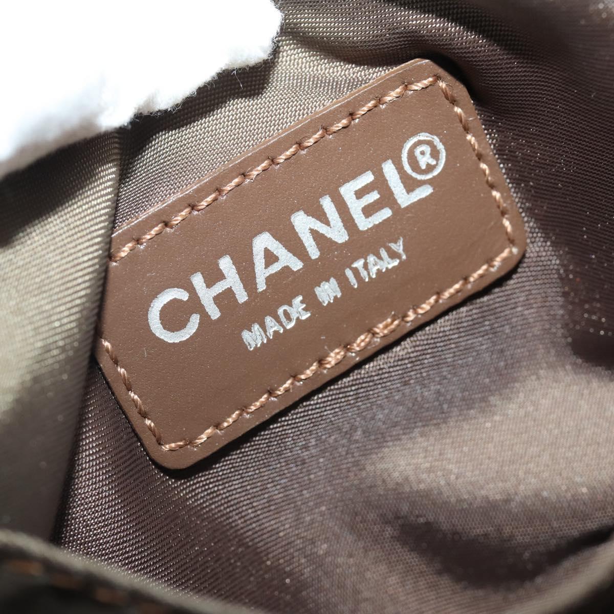 CHANEL New Travel Line Clutch Bag Canvas Brown CC Auth 204800A