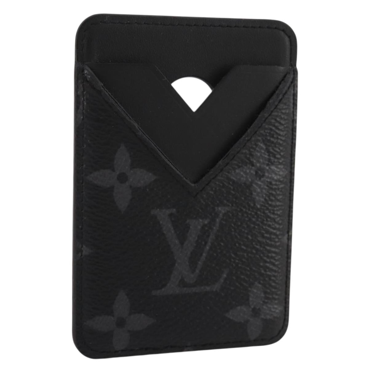 LOUIS VUITTON Monogram Eclipse Porte Cartes Magnet Card Case M12602 Auth 204803V