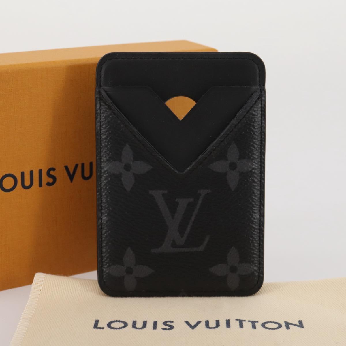 LOUIS VUITTON Monogram Eclipse Porte Cartes Magnet Card Case M12602 Auth 204803V