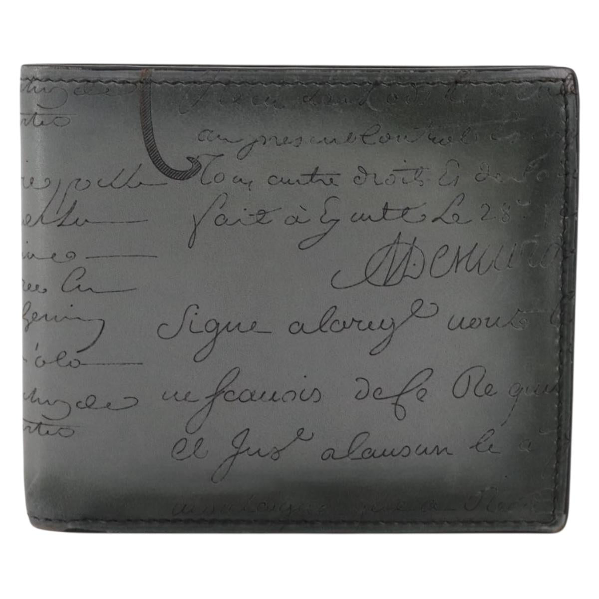 Berluti Wallet Leather Gray Auth 204806M