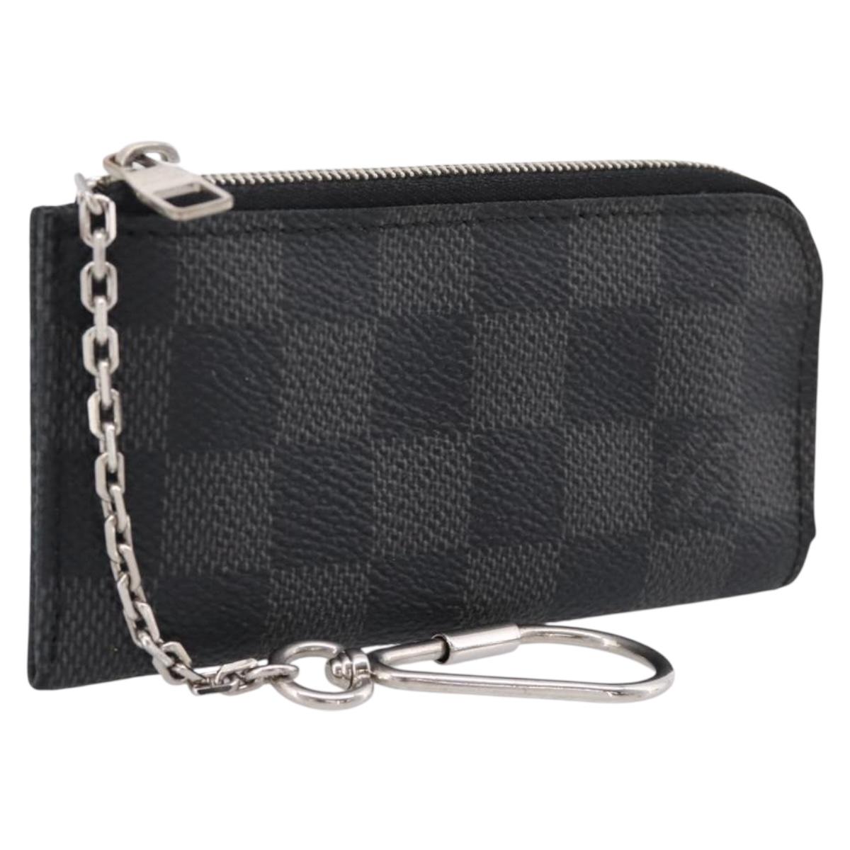 LOUIS VUITTON Damier Graphite Pochette Cles Coin Purse N60155 LV Auth 204807A