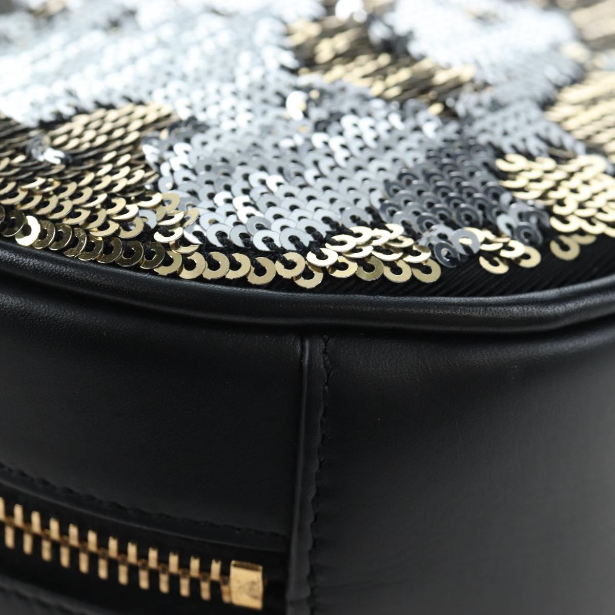 SAINT LAURENT Chain Shoulder Bag Sequin Black Gold Tone Auth 204808SAM