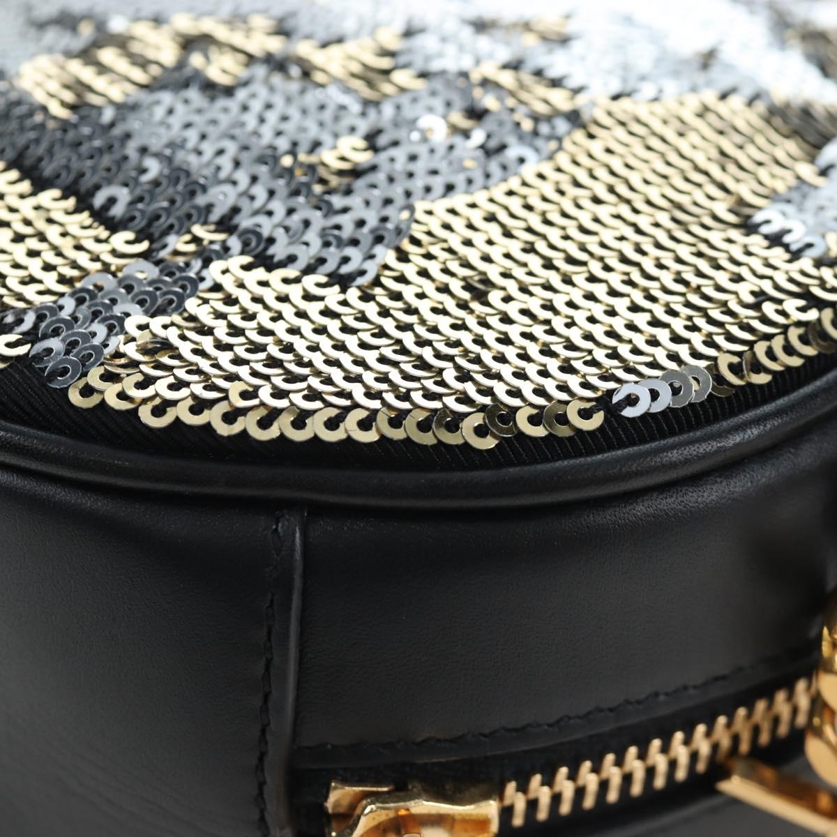 SAINT LAURENT Chain Shoulder Bag Sequin Black Gold Tone Auth 204808SAM
