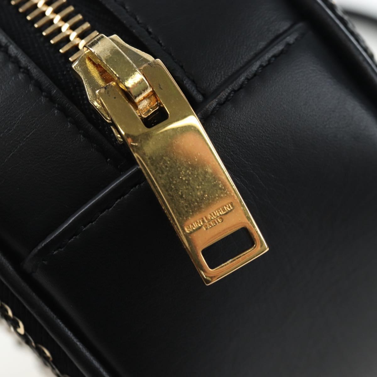 SAINT LAURENT Chain Shoulder Bag Sequin Black Gold Tone Auth 204808SAM