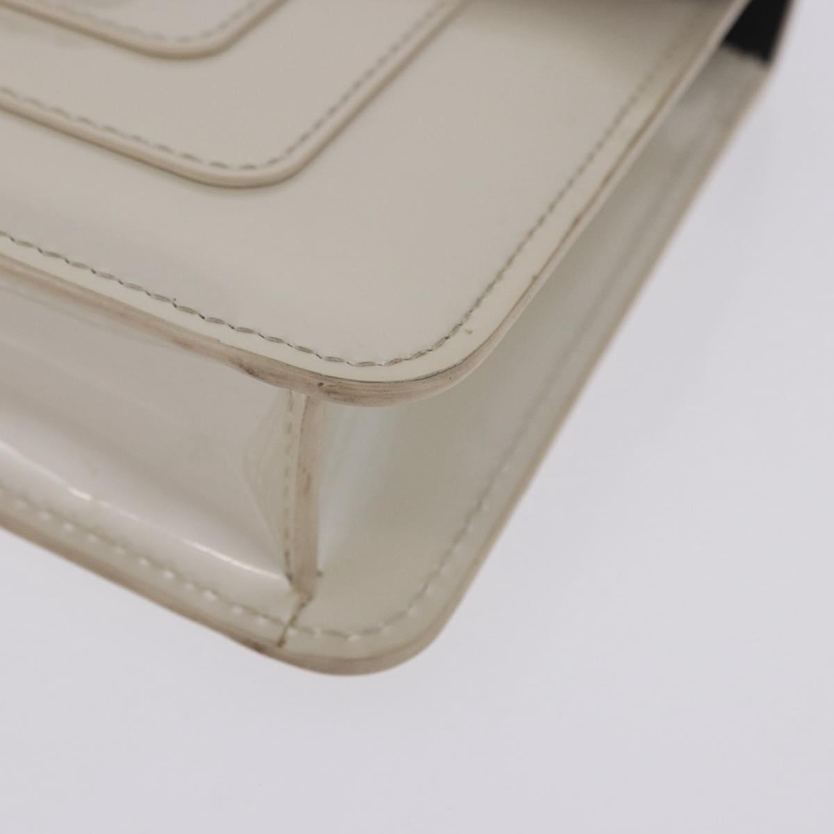 BVLGARI Serpenti Chain Shoulder Bag Patent Leather White Gold Auth 204809A
