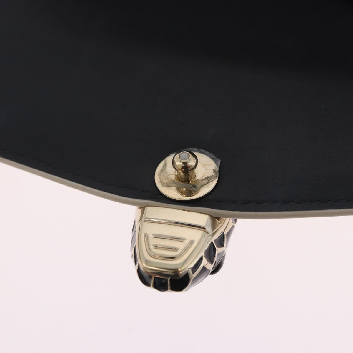 BVLGARI Serpenti Chain Shoulder Bag Patent Leather White Gold Auth 204809A