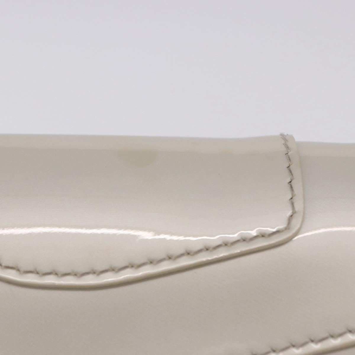 BVLGARI Serpenti Chain Shoulder Bag Patent Leather White Gold Auth 204809A