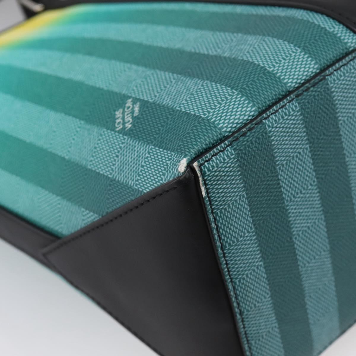LOUIS VUITTON Damier Stripe Weekend Tote PM Bag Green M59919 LV Auth 204811A