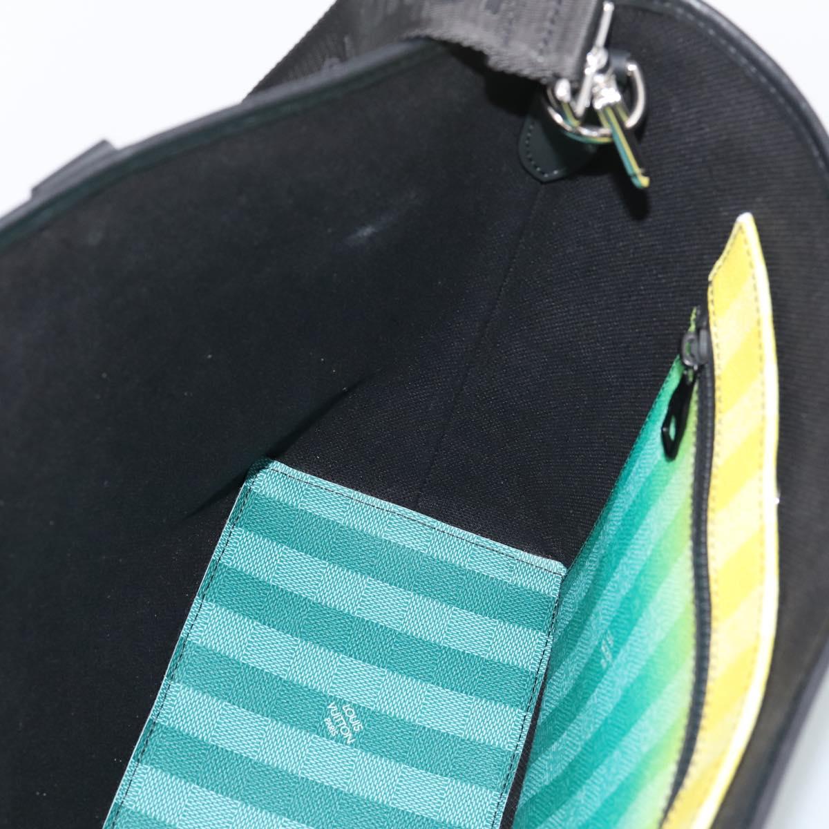 LOUIS VUITTON Damier Stripe Weekend Tote PM Bag Green M59919 LV Auth 204811A